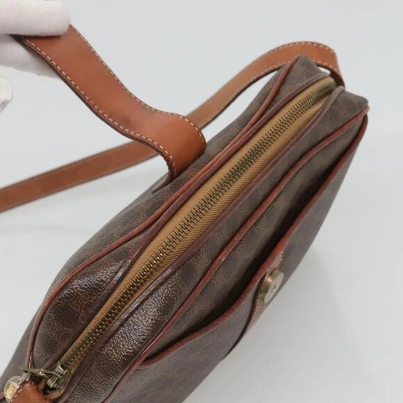 CELINE Macadam Canvas Shoulder Bag PVC Leather Brown Gold Auth BA2501 - Picture 7 of 16